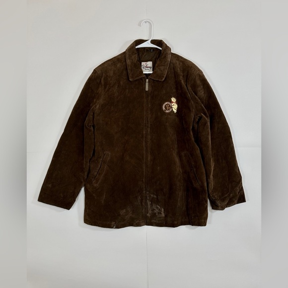 Vintage Disney Store Winnie The Pooh Suede Leather Jacket Coat Women's Brown XXL - Picture 1 of 16